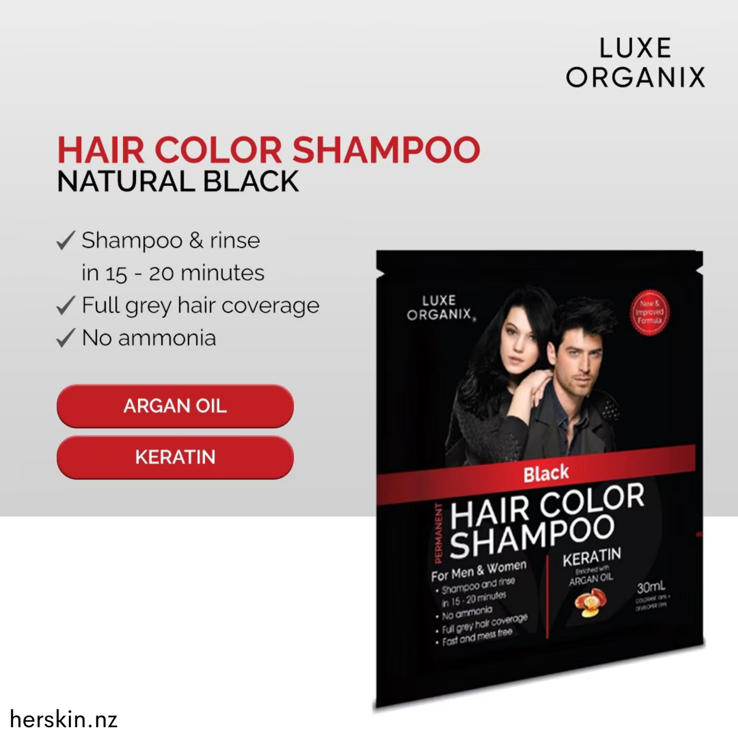 Keratin Hair Colour Shampoo Travel Size 30ml - Natural Black