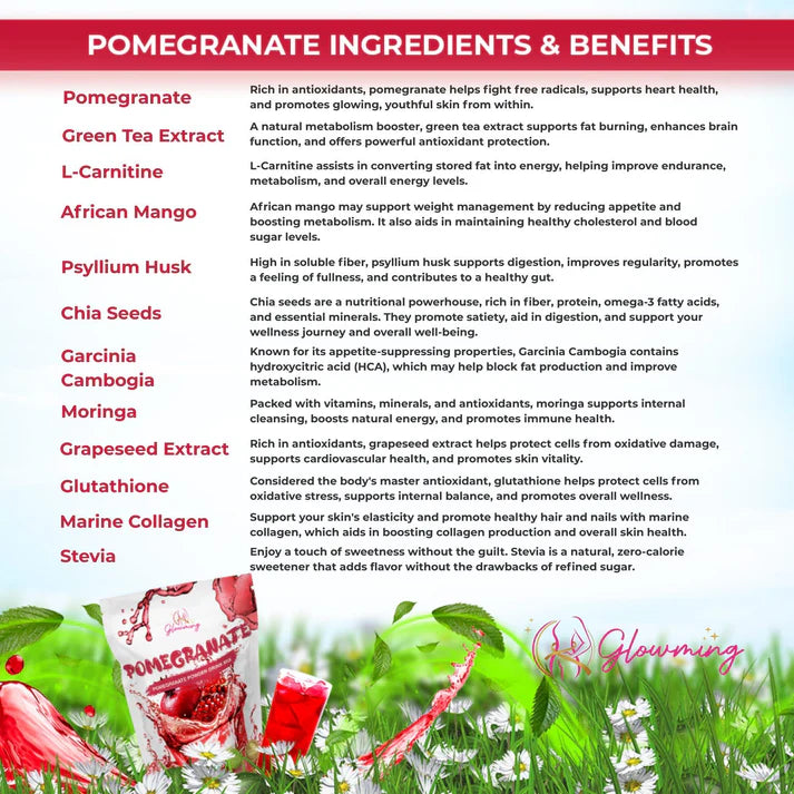 Glowming Shape Powder Drink Mix 10 x 20g Sachets - Pomegranate