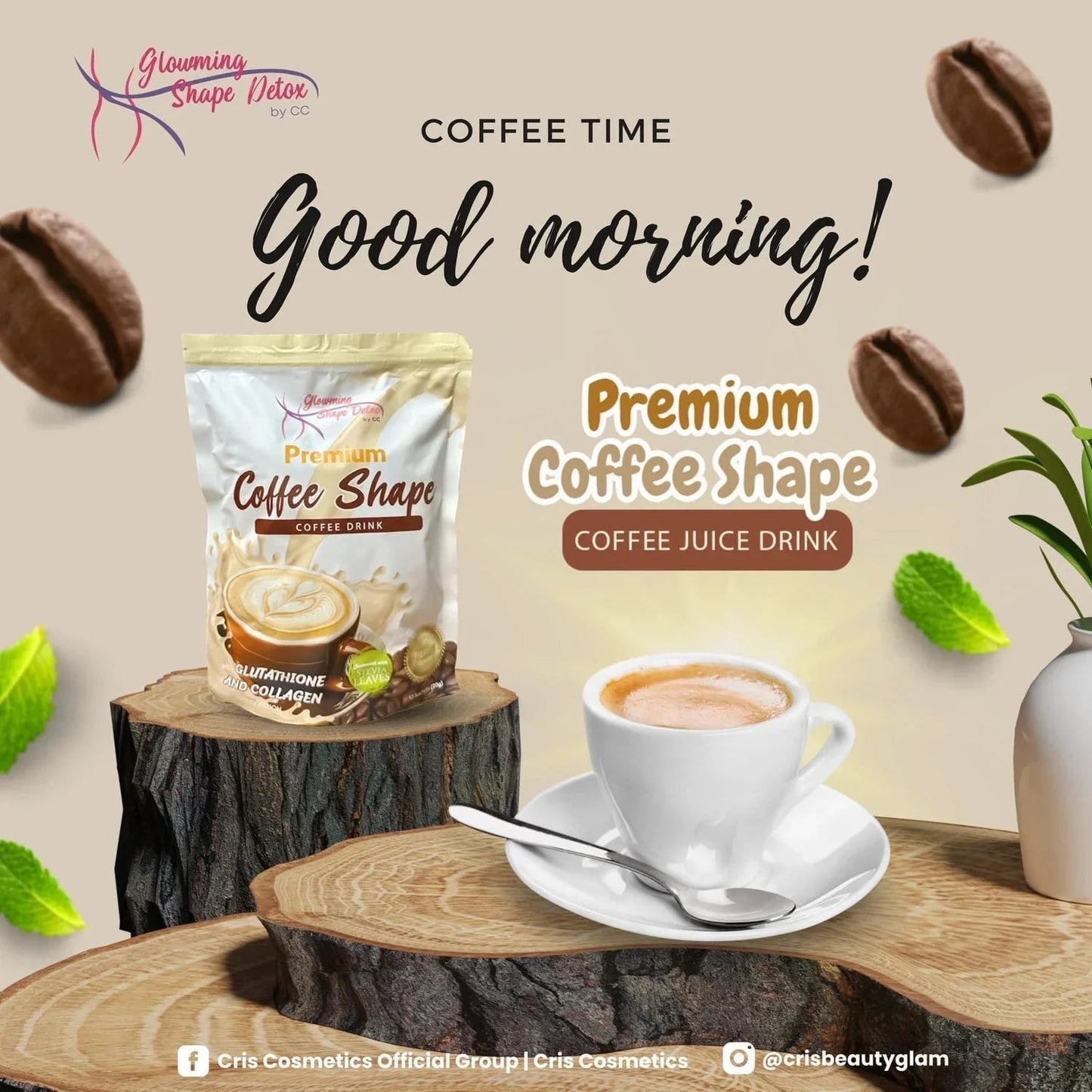 Glowming Shape Detox Drink by CC Glam Premium 10 x 20g Sachets - Coffee