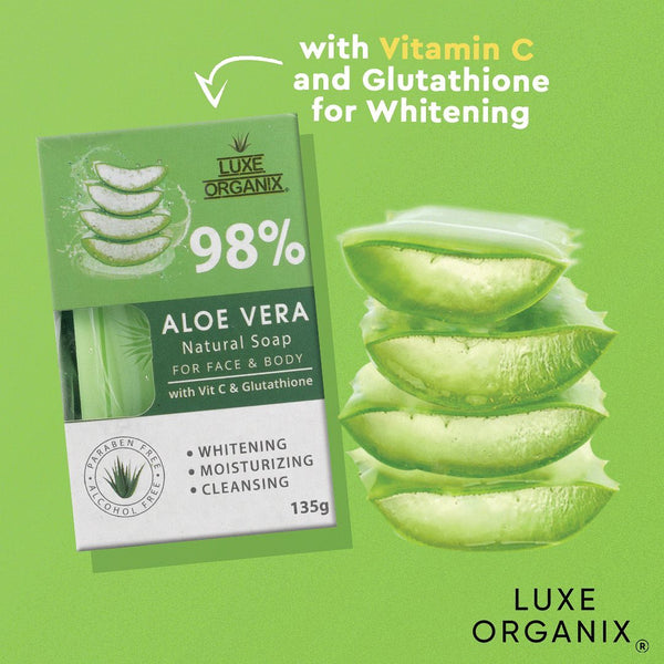 Aloe Vera 98% Natural Soap with Vitamin C and Glutathione 135g