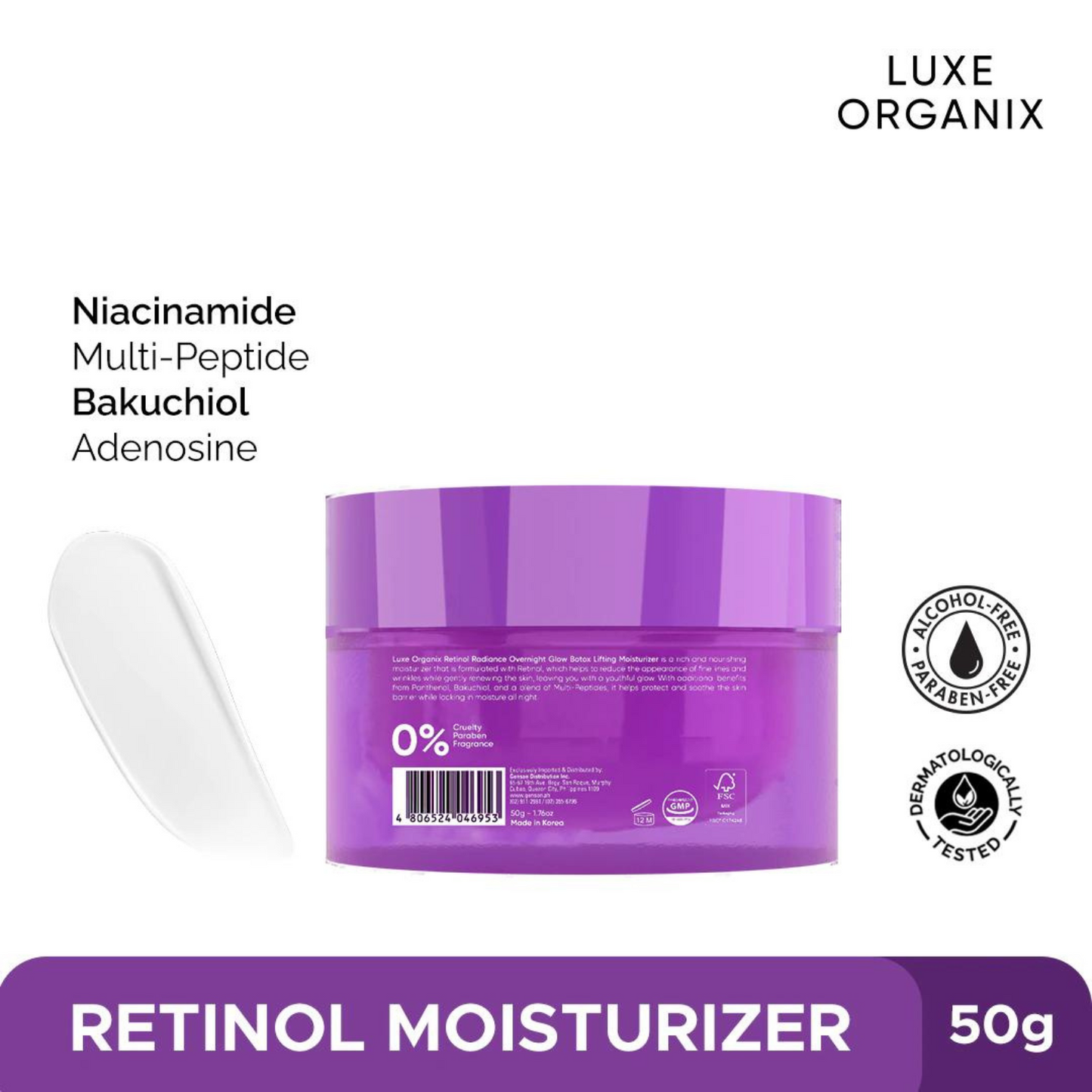 Moisturiser Retinol + Bakuchiol Overnight Radiant Glow Botox Lifting 50g