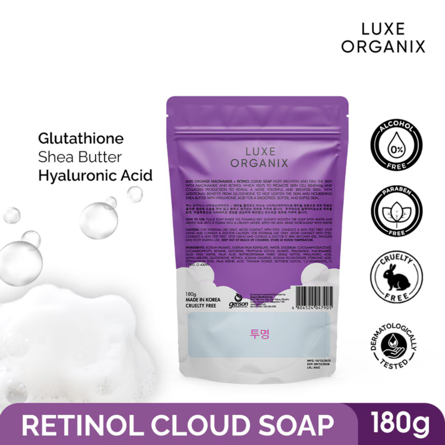 Cloud Soap Niacinamide + Retinol 180g