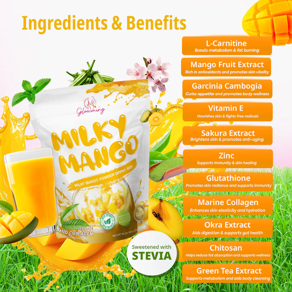 Glowming Appetite Suppressant Drink 10 x 20g Sachets - Milky Mango