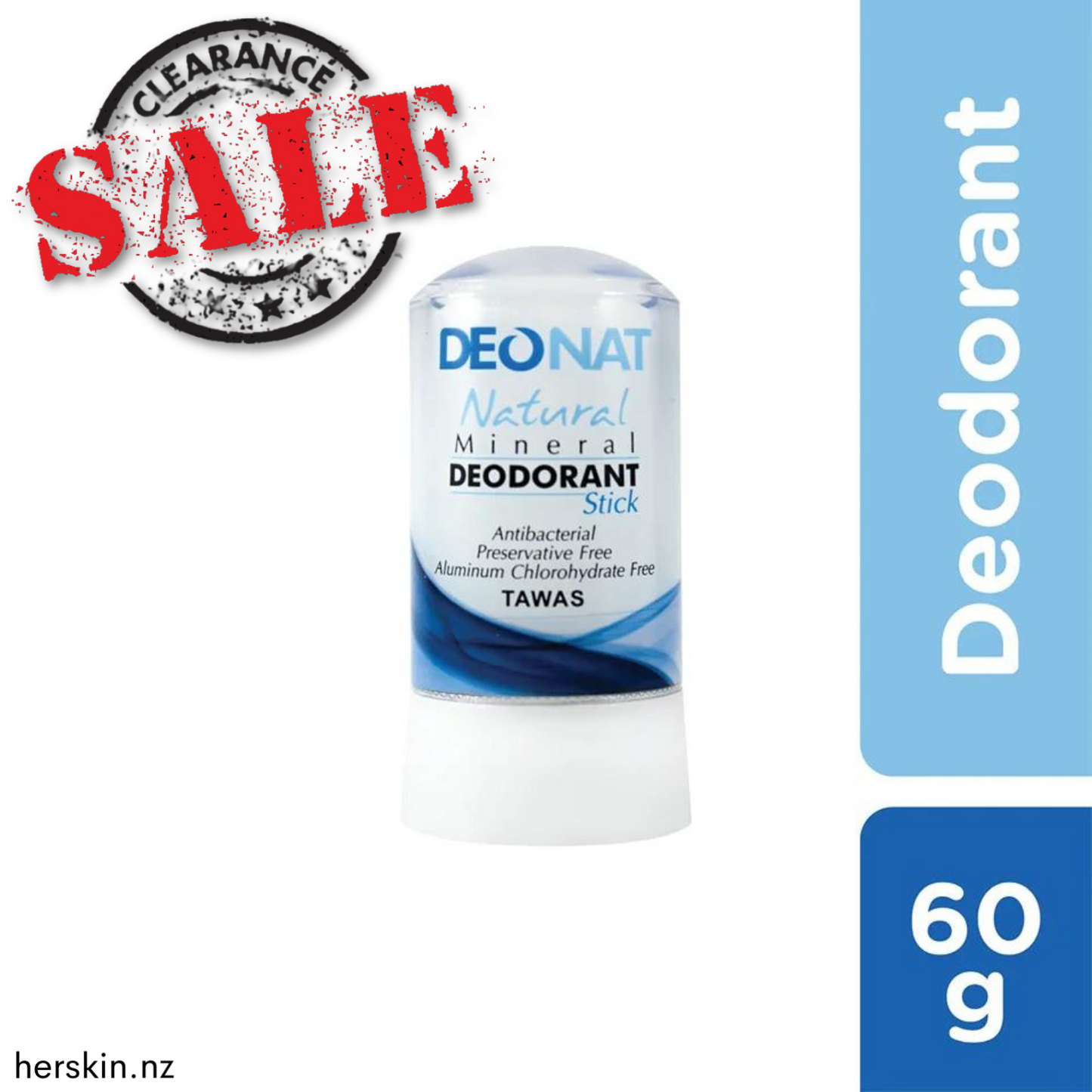 CLEARANCE - Deonat Mineral Deodorant Stick 60g - Natural